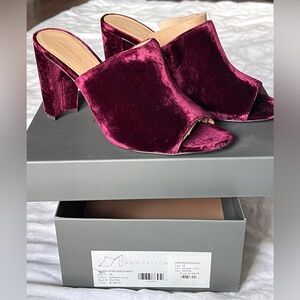 Ann Taylor velvet heeled mule